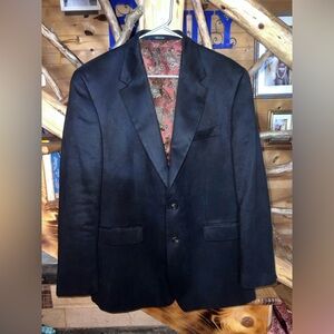 Lauren Ralph Lauren Blazer Sport Coat 42R Navy Lined 2 Button Jacket Paisley